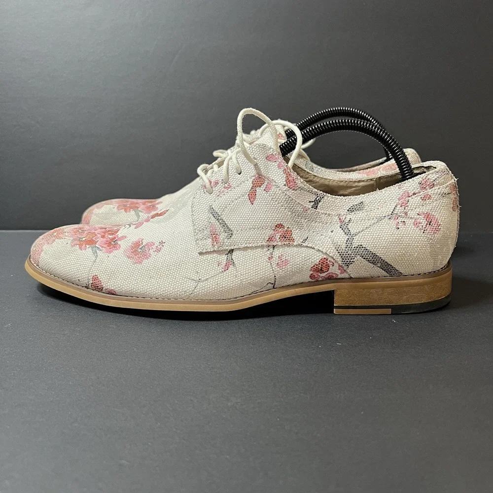 Stacy Adams Dandy White Floral Pattern Men's 10M Oxfords Casual Artsy 25164-110